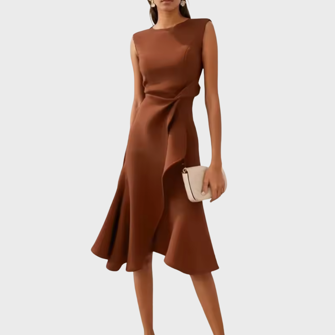 Sheila™ | Draped Asymmetric Midi Dress