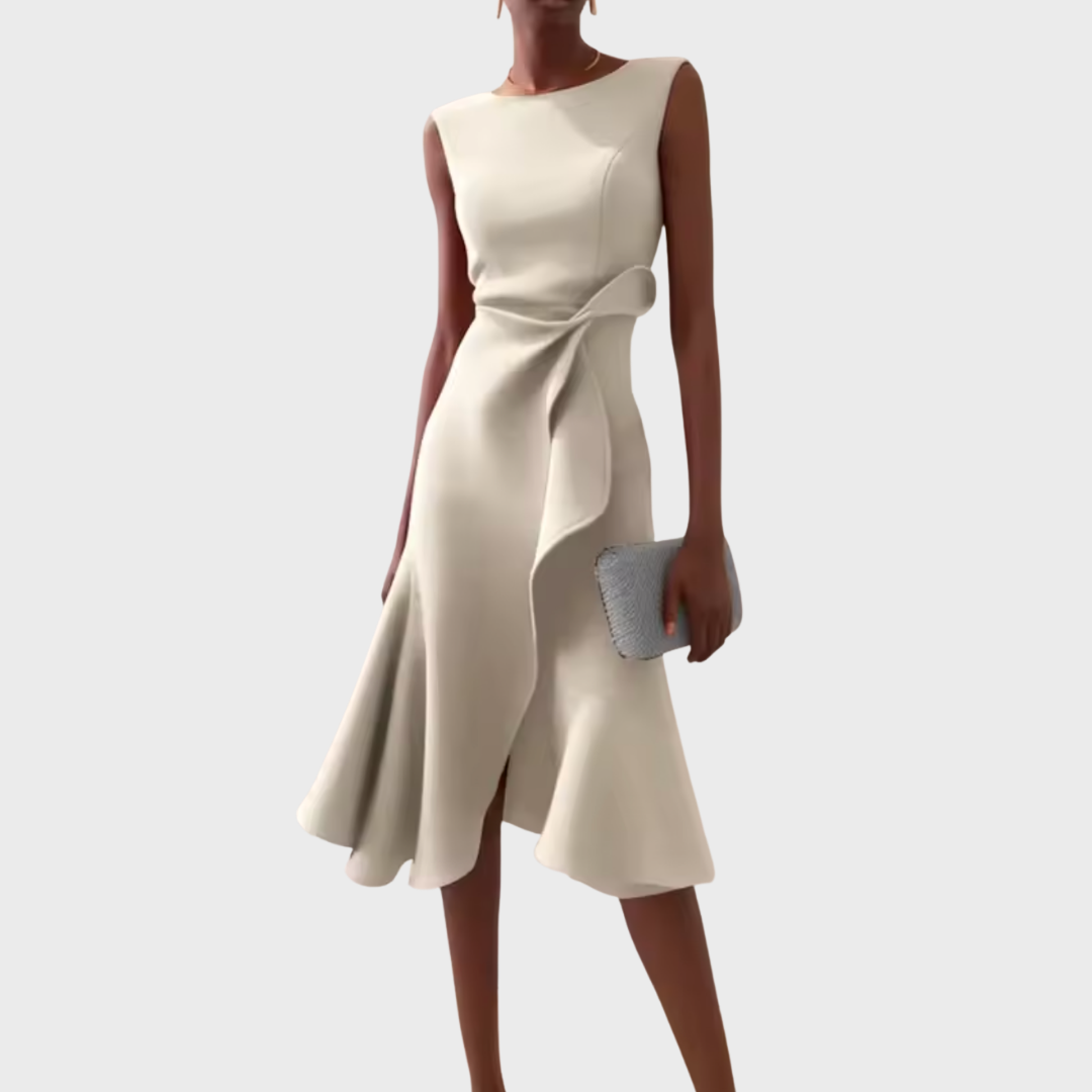 Sheila™ | Draped Asymmetric Midi Dress