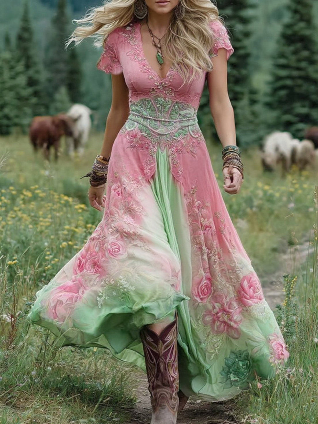 Ava™ | Gradient Floral Maxi Dress