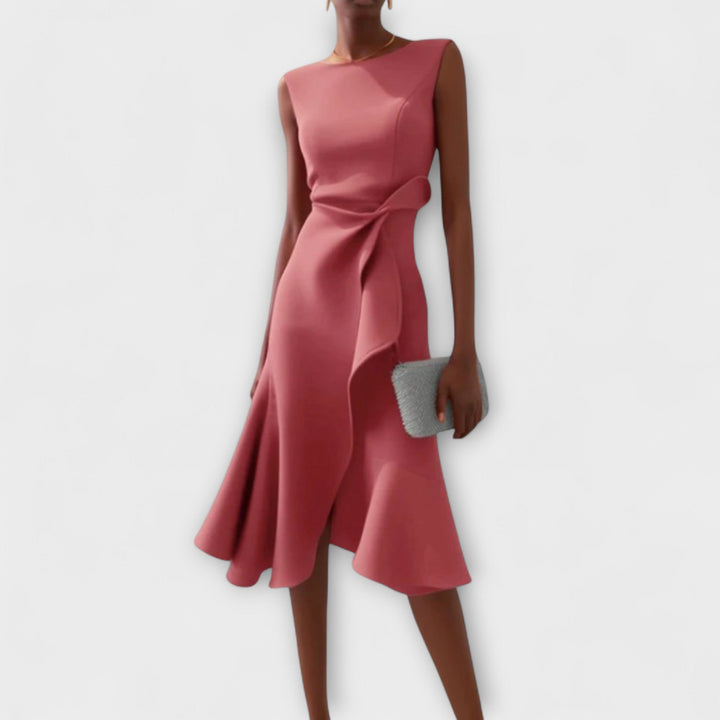 Sheila™ | Draped Asymmetric Midi Dress