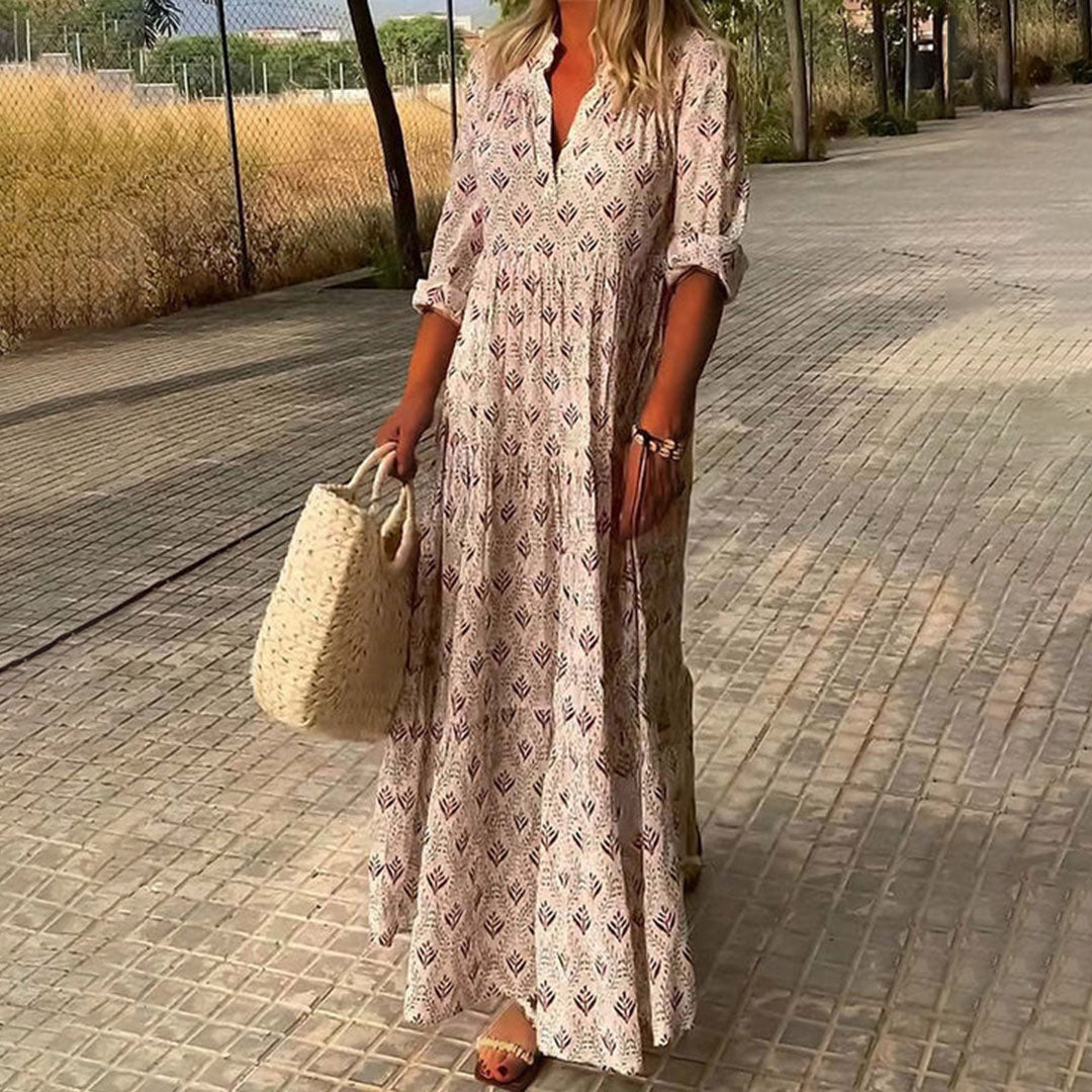Grace™ | Long Sleeve Dress with Boho Print