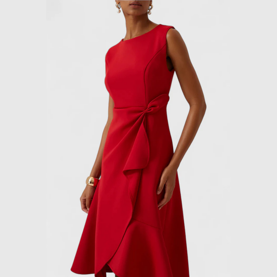 Sheila™ | Draped Asymmetric Midi Dress