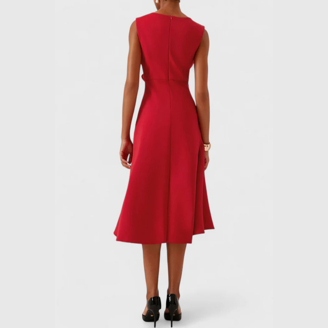 Sheila™ | Draped Asymmetric Midi Dress