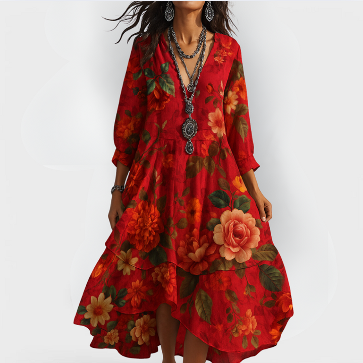 Jennifer™ | Vintage Boho V-neck Dress