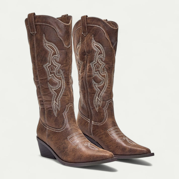 Mella™ | Western Calf High Pointed Toe Boots for Women