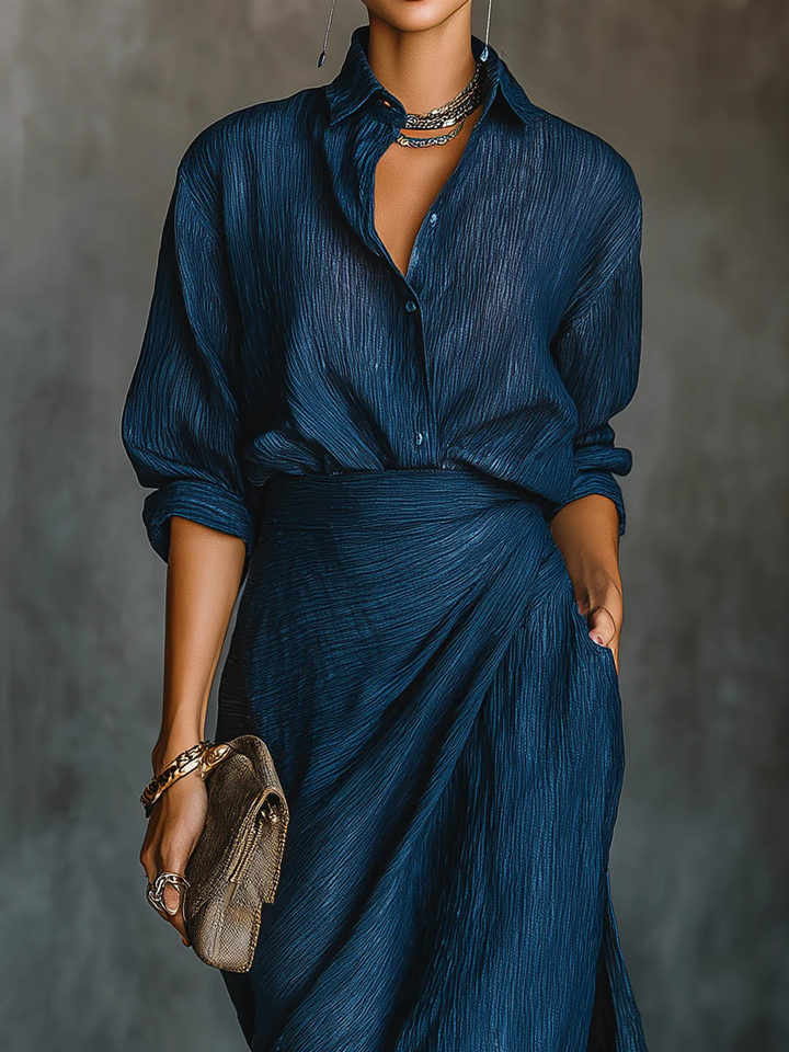 Lucille™ | Elegant Shirt & Long Skirt Set