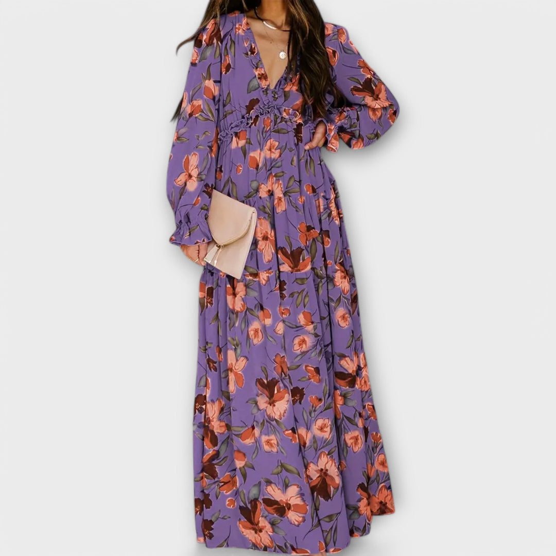 Wilma™ | Floral V-Neck Maxi Dress