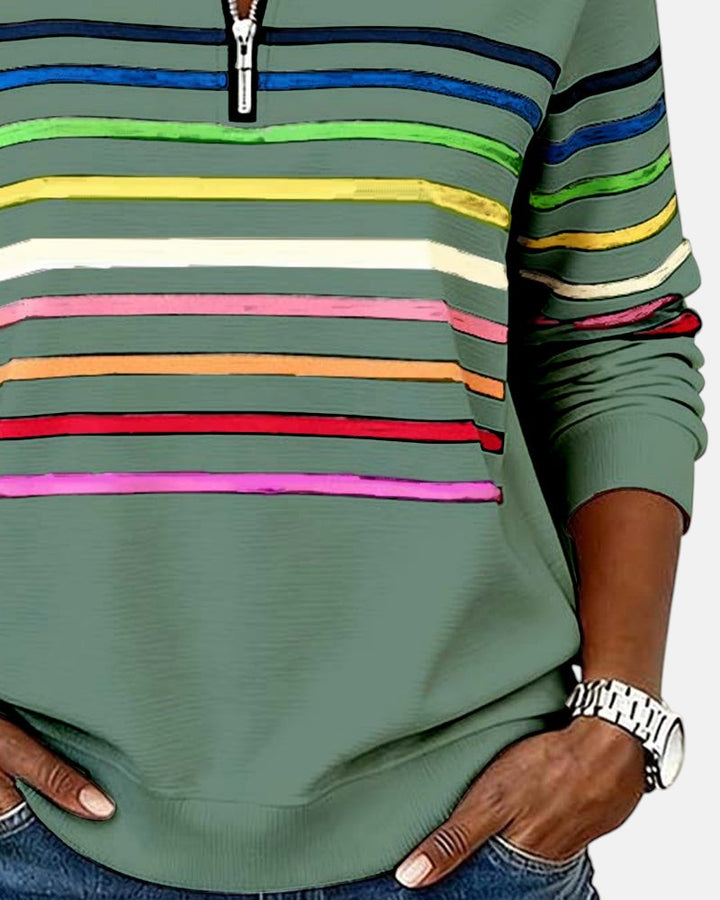 Iris™ | Rainbow Striped Zip Sweatshirt