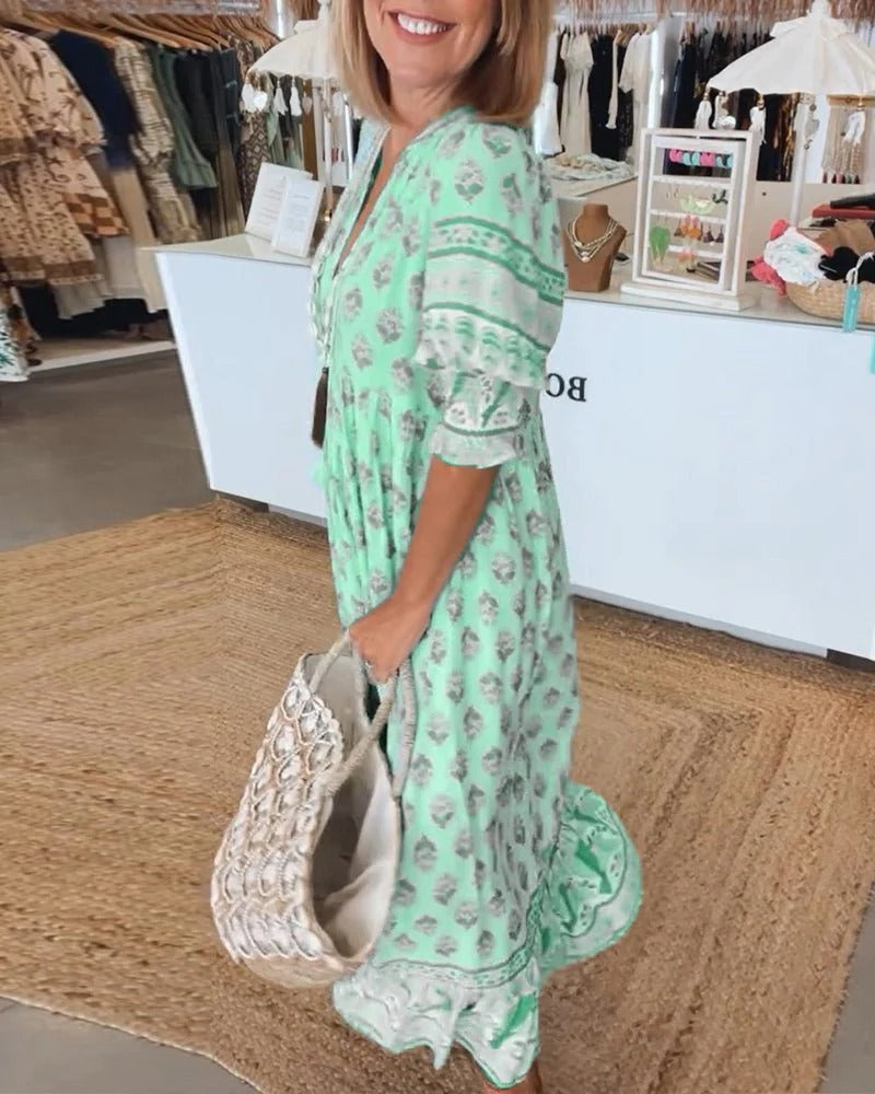 Audrey™ | Boho Midi Tassel Dress