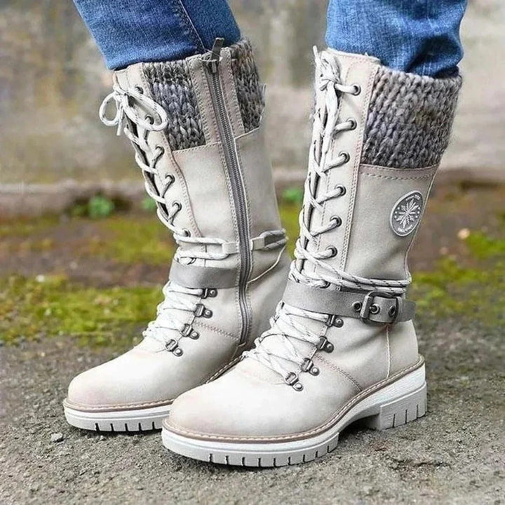Cath™ | Women’s Knee-High Boots – Lace-Up Front – Wool Cuff